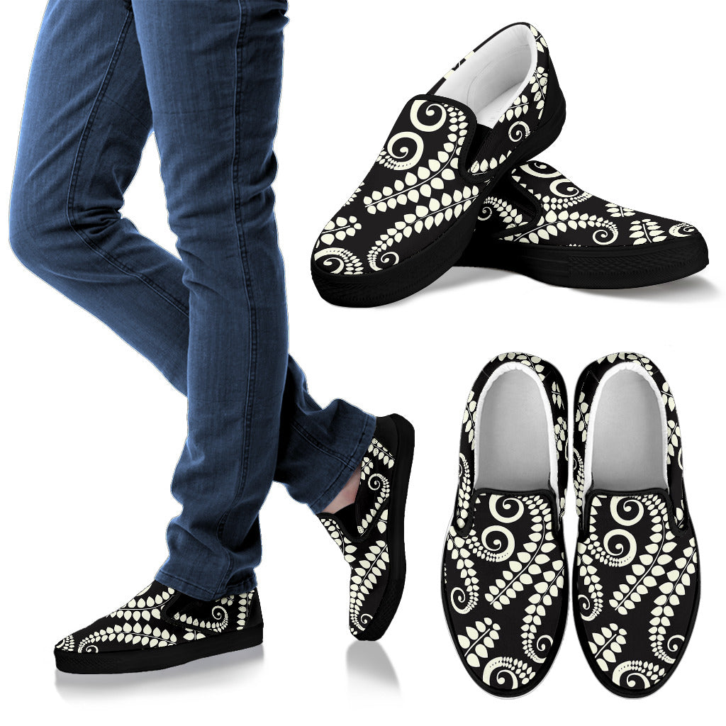 Fern Leave Print Pattern Men Slip Ons Shoes