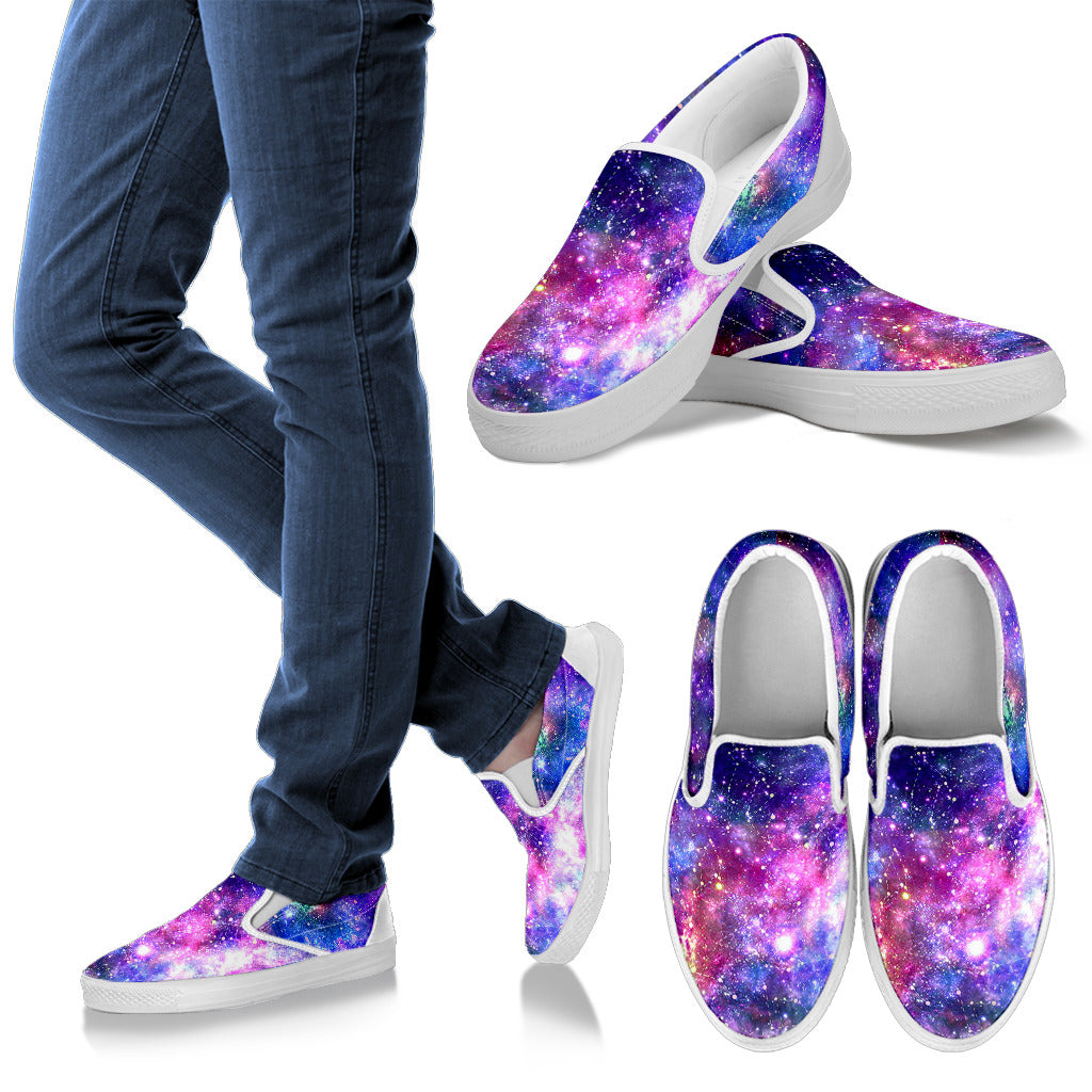 Galaxy Night Stardust Space Print  Men Slip Ons Shoes