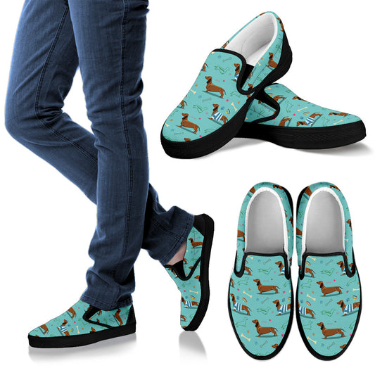 Dachshund Paw Decorative Print Pattern Men Slip Ons Shoes