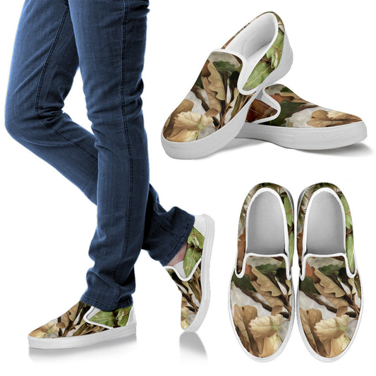 Camo Realistic Tree Forest Print Men Slip Ons Shoes