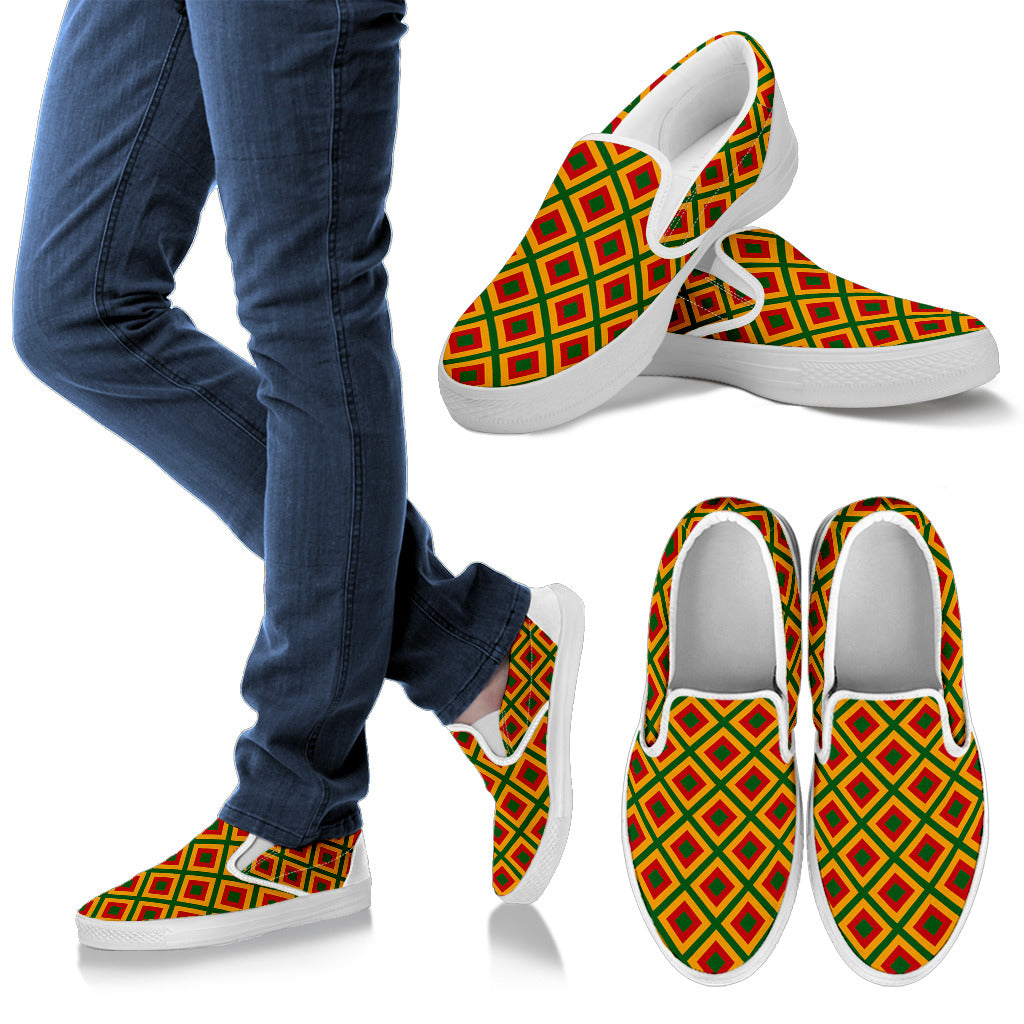 Rasta Reggae Color Cross Men Slip Ons Shoes