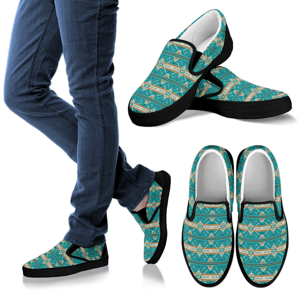 Southwest Native Design Themed Print Men Slip Ons Shoes