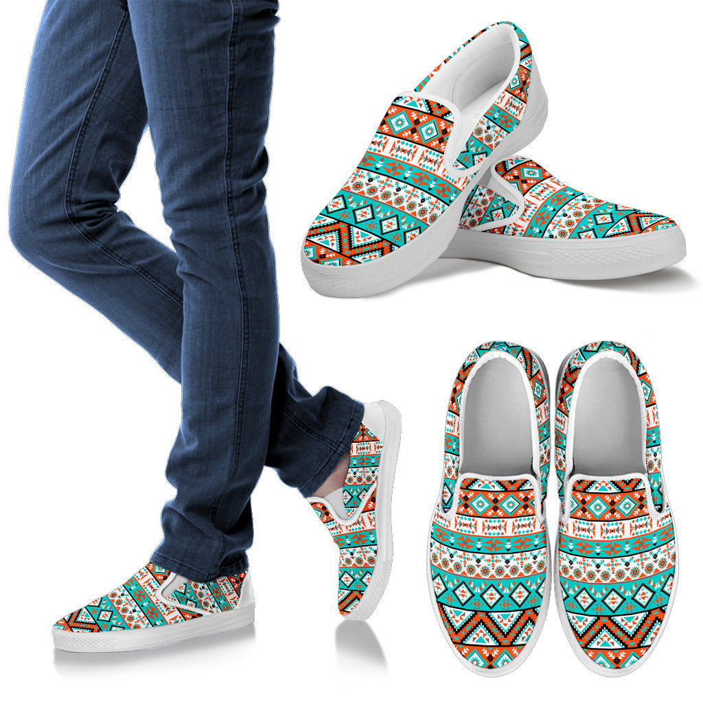 Navajo Style Print Pattern Men Slip Ons Shoes