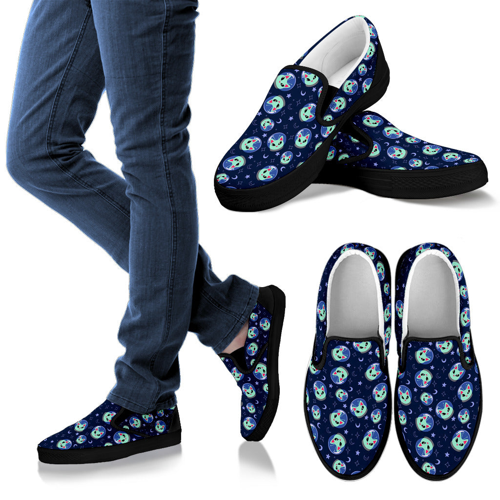 Alien Cat Men Slip Ons Shoes