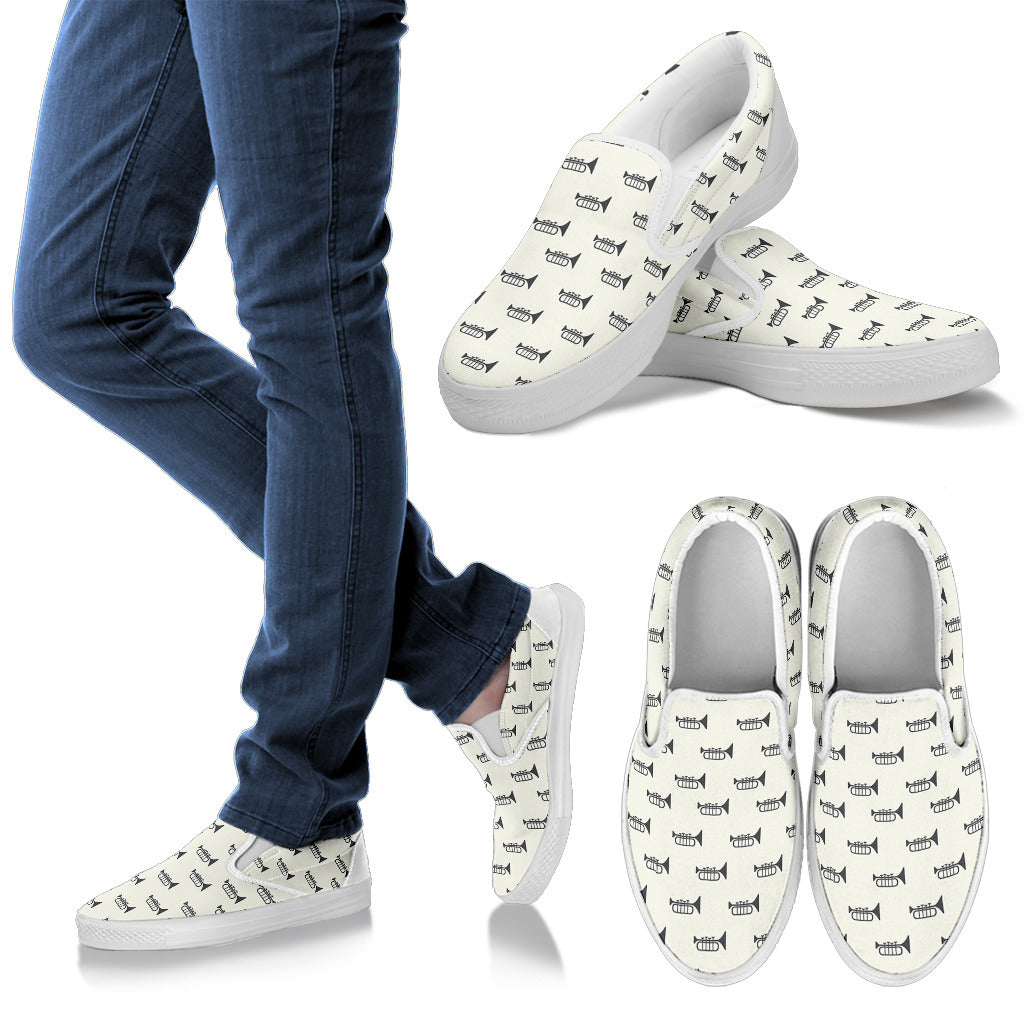 Trumpet Pattern Themed Print Men Slip Ons Shoes
