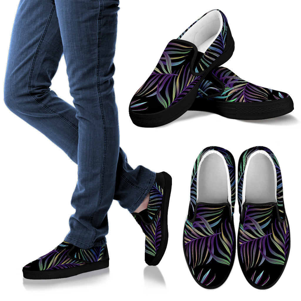 Tropical Palm Leaves Pattern Brightness Men Slip Ons Shoes