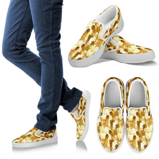 Alpaca Watercolor Design Themed Print Men Slip Ons Shoes