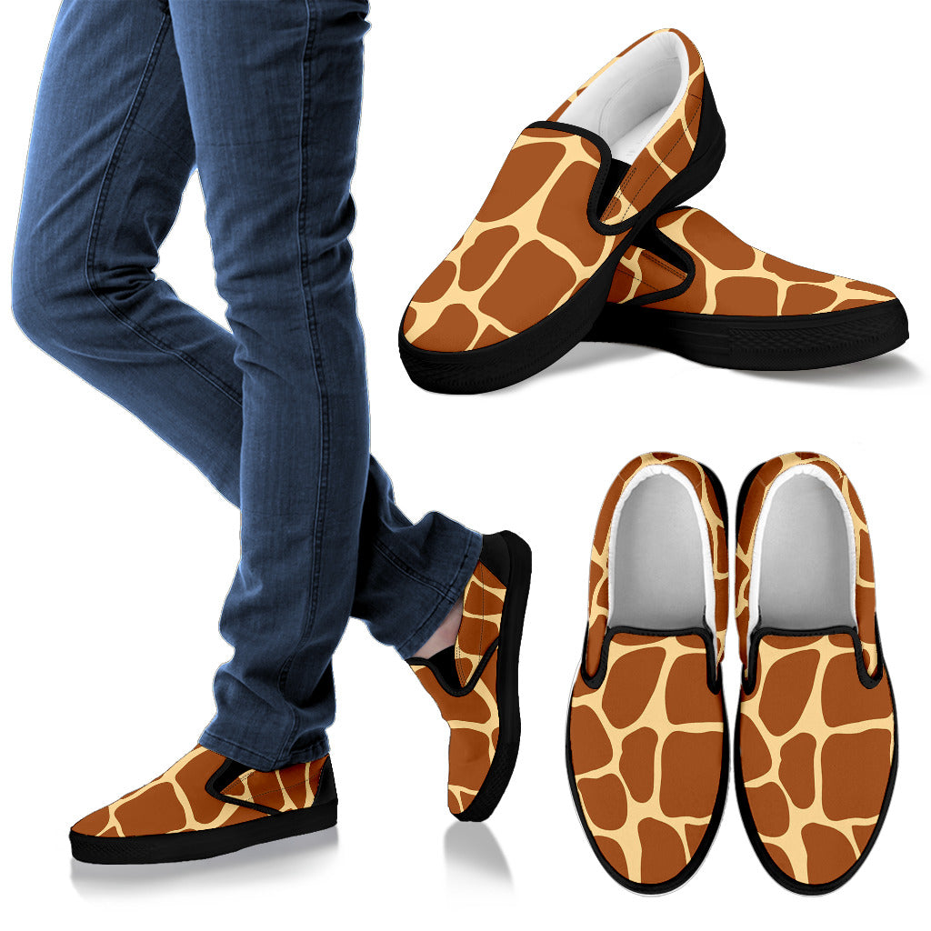 Giraffe Texture Print Men Slip Ons Shoes