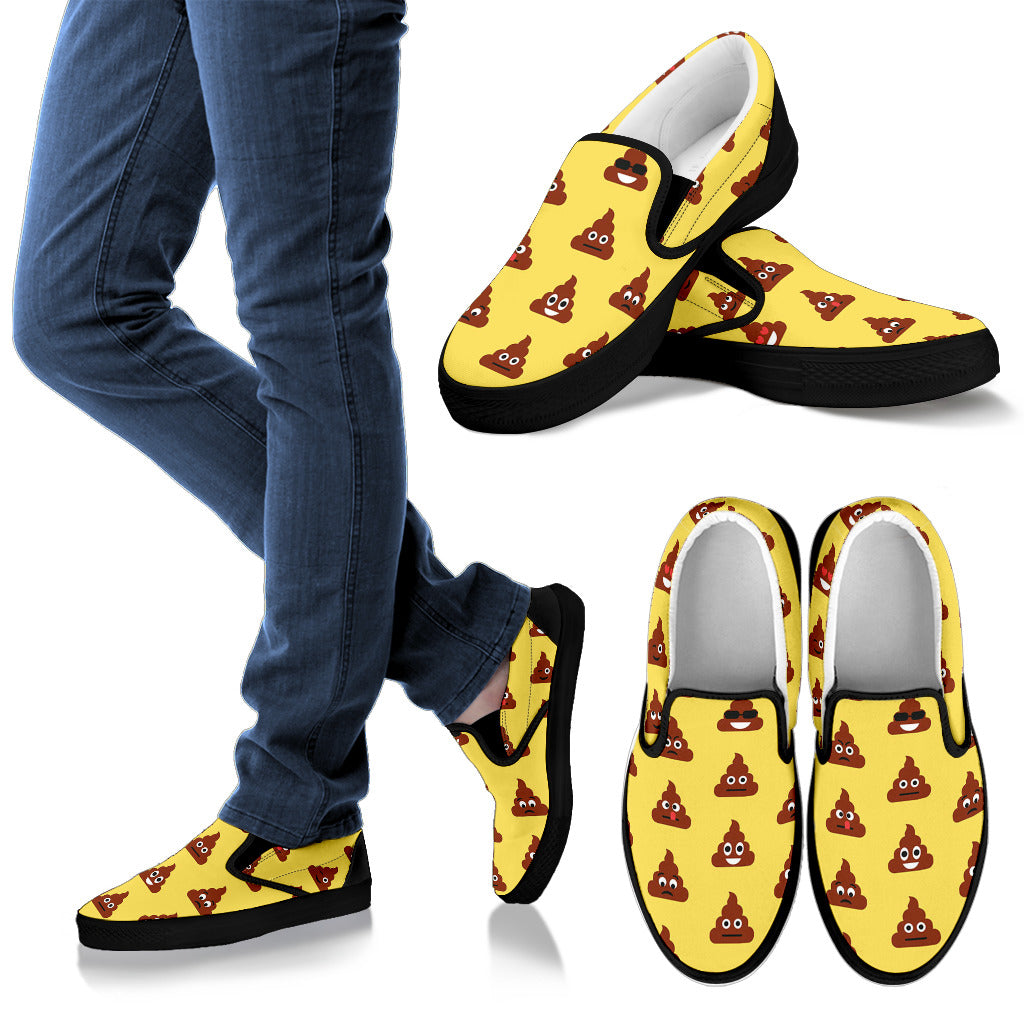 Emoji Poop Print Pattern Men Slip Ons Shoes