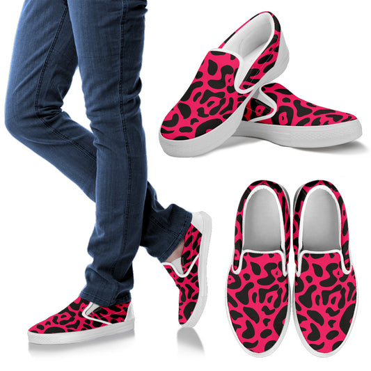Cheetah Pink Print Pattern Men Slip Ons Shoes