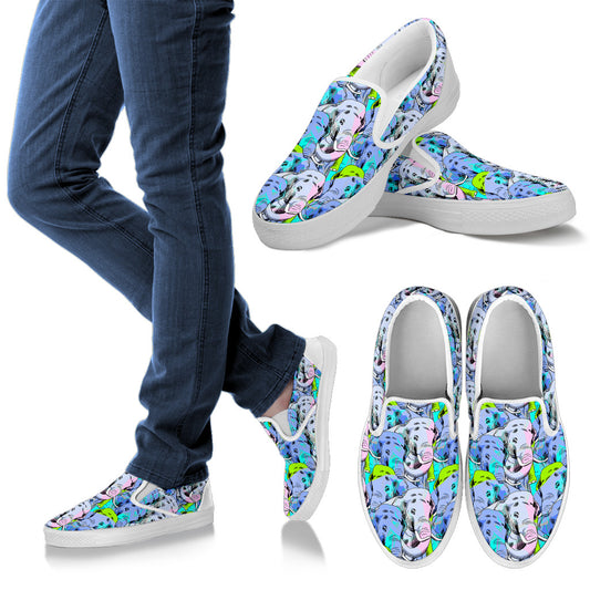 Elephant Art color Print Pattern Men Slip Ons Shoes