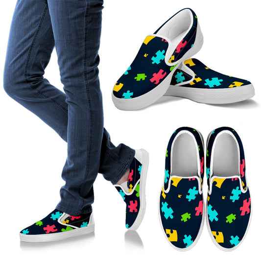 Autism Awareness Colorful Design Print Men Slip Ons Shoes