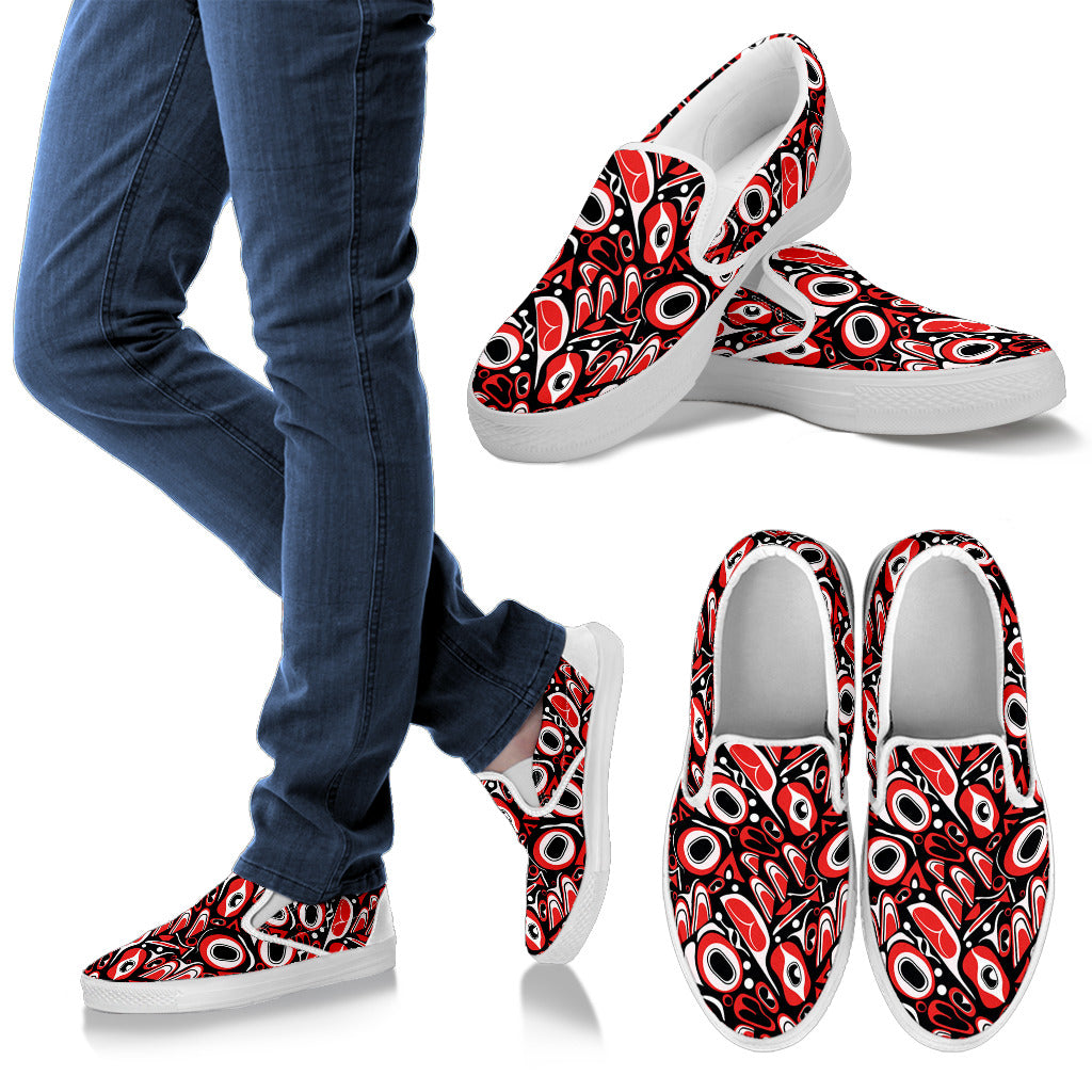 Totem Pole Texture Design Men Slip Ons Shoes