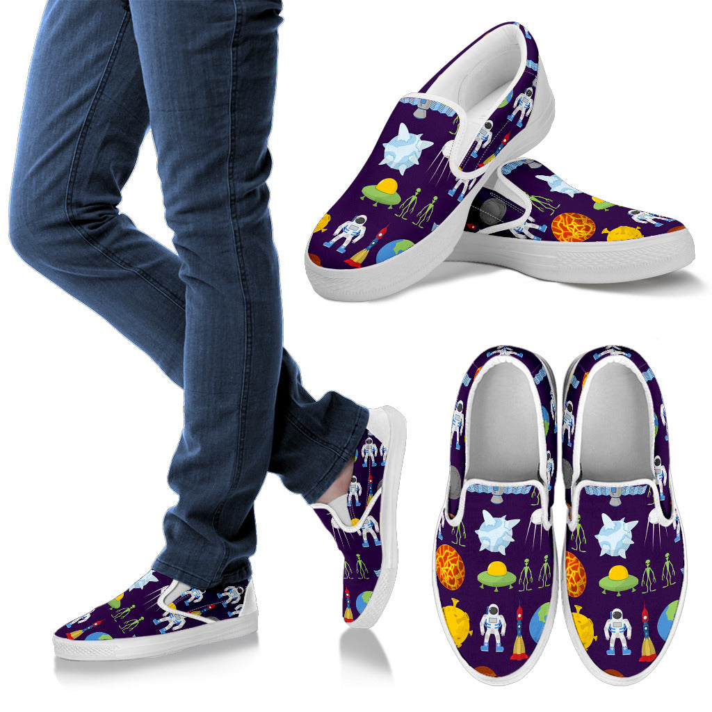 Alien Astronaut Planet Men Slip Ons Shoes