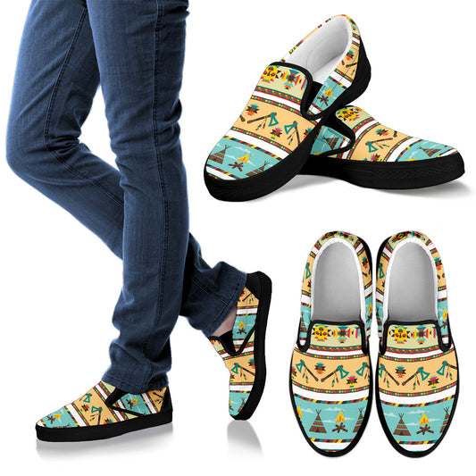 American indian Life Pattern Men Slip Ons Shoes