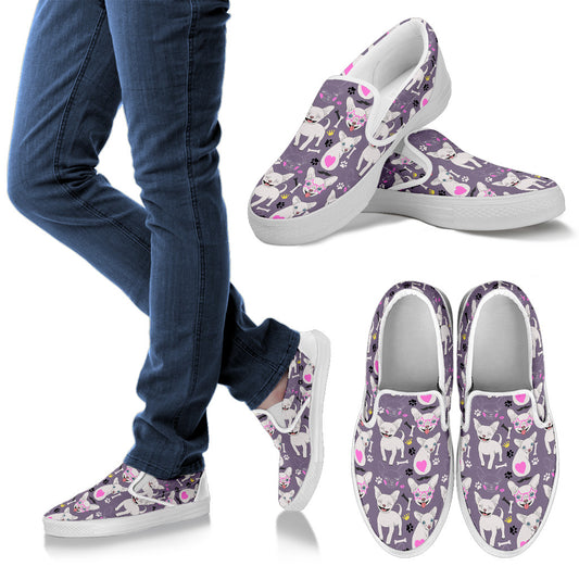 Chihuahua Happy Pattern Men Slip Ons Shoes