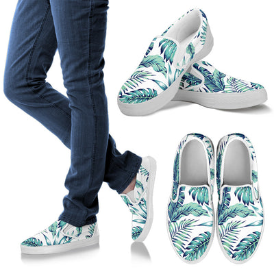 Pattern Tropical Palm Leaves Men Slip Ons Shoes