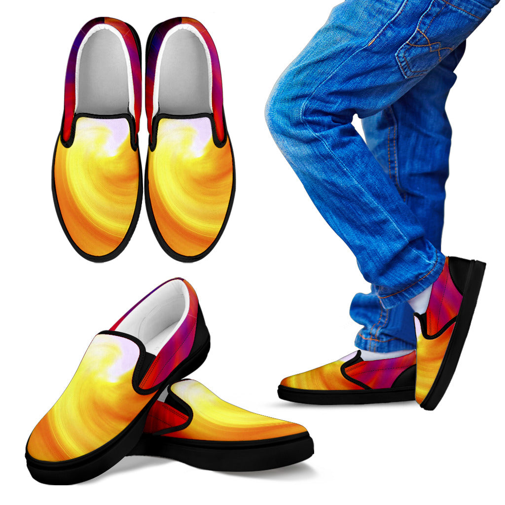 Vortex Twist Swirl Flame Themed Men Slip Ons Shoes
