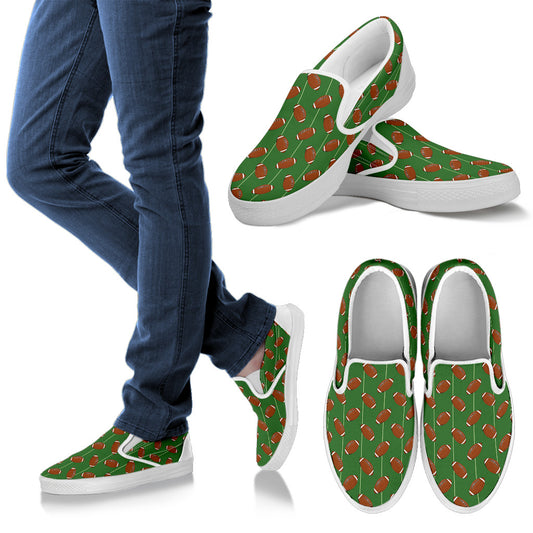 American Football on Field Themed Men Slip Ons Shoes