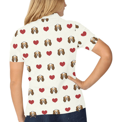 Cavalier King Charles Spaniels Pattern Print Design 01 Women's Polo Shirt