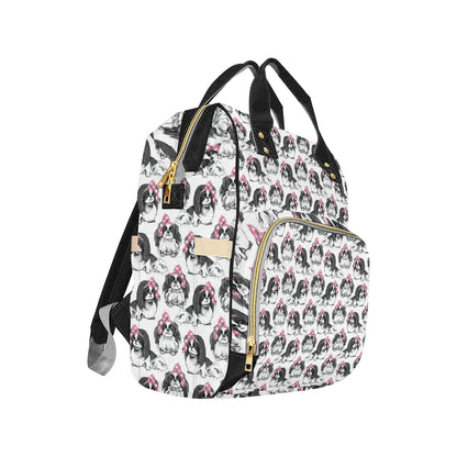 Japanese Chin Pattern Print Design 01 Diaper Bag Backpack