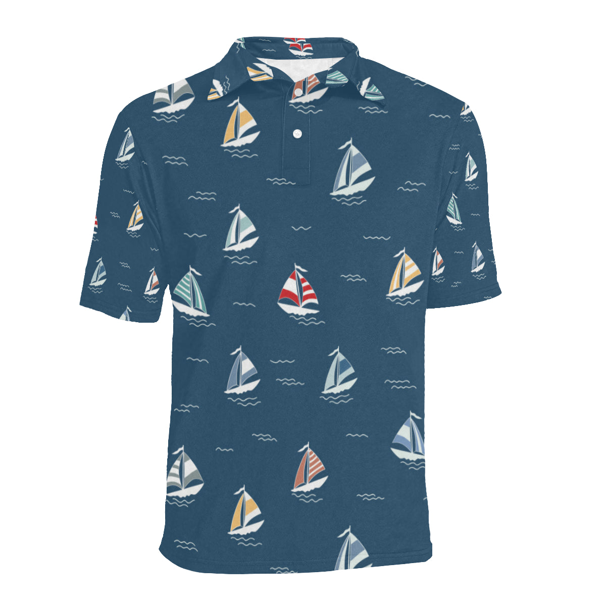 Sailing Ships Pattern Print Design A02 Men Polo Shirt