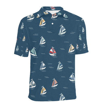 Sailing Ships Pattern Print Design A02 Men Polo Shirt