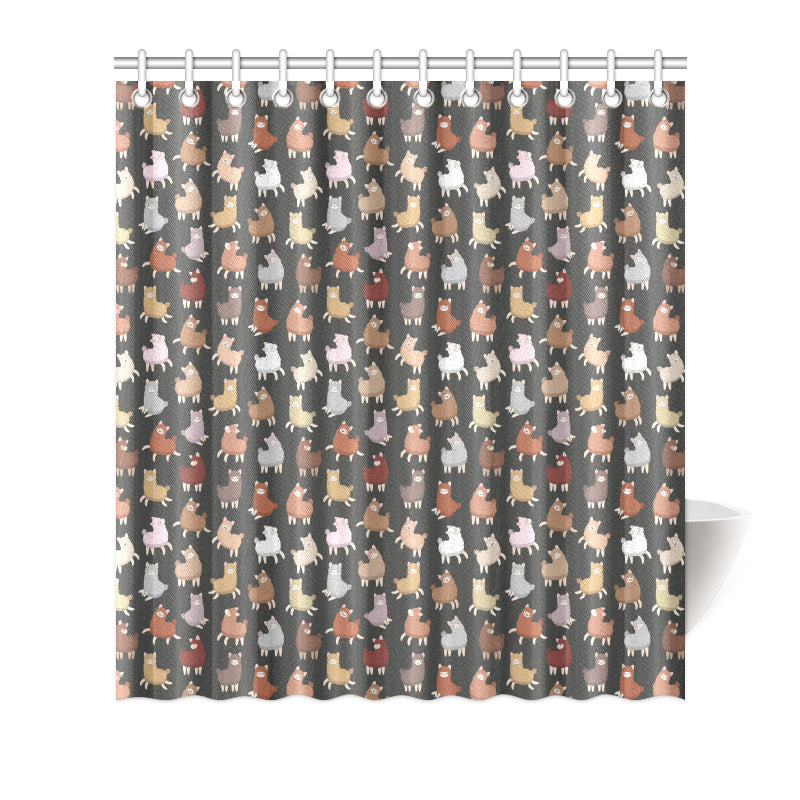 Alpaca Cute Design Themed Print Shower Curtain