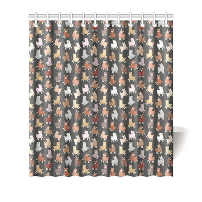 Alpaca Cute Design Themed Print Shower Curtain