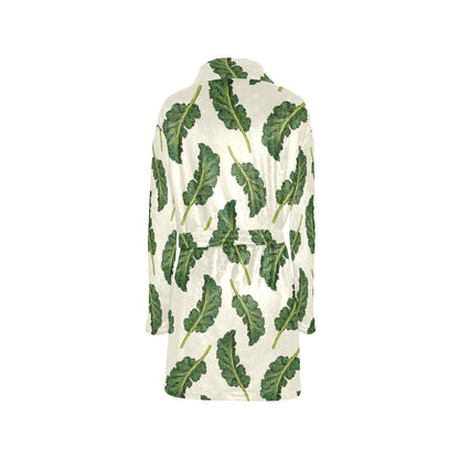 Kale Pattern Print Design 03 Women's Fleece Robe
