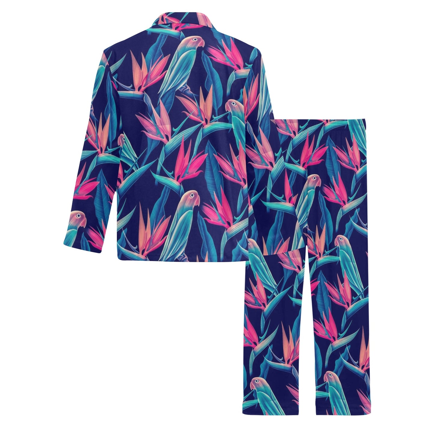 Tropical Flower Pattern Print Design TF024 Men's Long Pajama Set