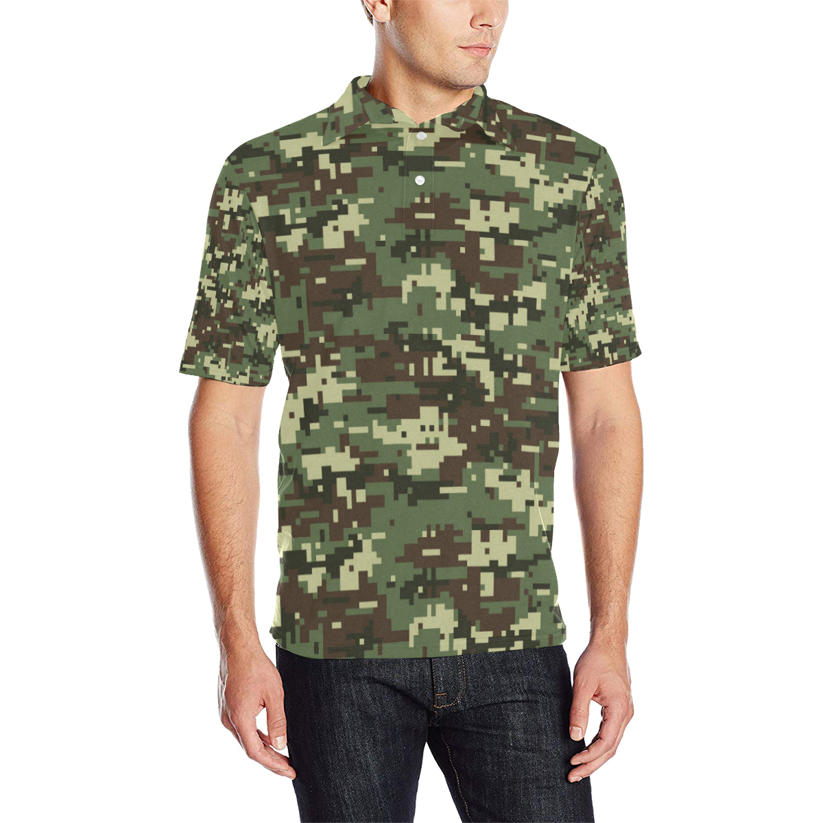 ACU Digital Army Camouflage Men Polo Shirt