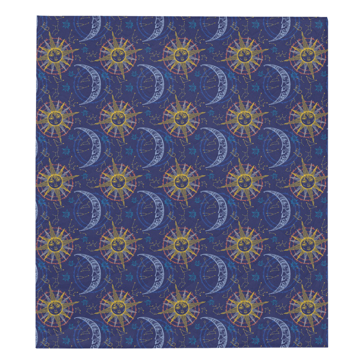 Celestial Moon Sun Pattern Print Design 01 Premium Quilt