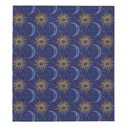 Celestial Moon Sun Pattern Print Design 01 Premium Quilt