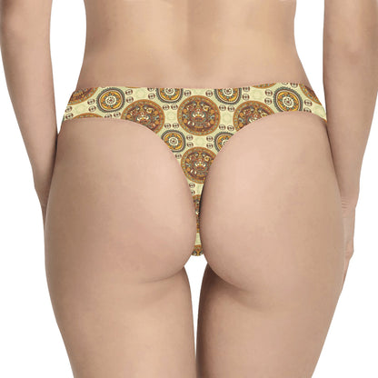 Calendar Aztec Themed Print Pattern Women's Thongs