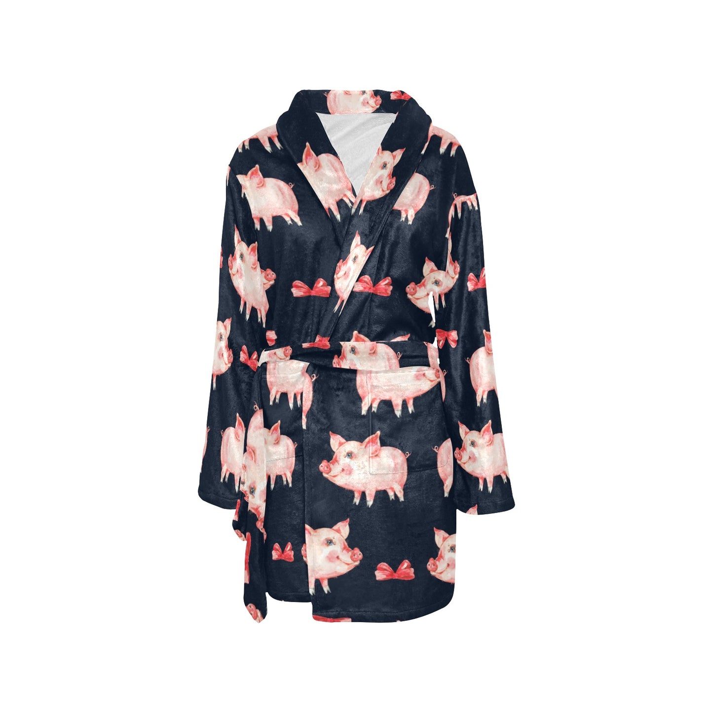 Pig Cute Pattern Print Design 02 Women's Fleece Robe