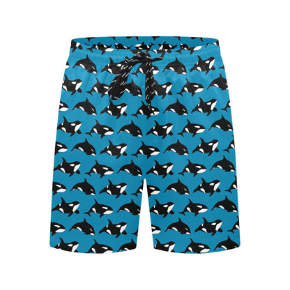 Whale Print Design LKS304 Men's Swim Trunks Beach Shorts