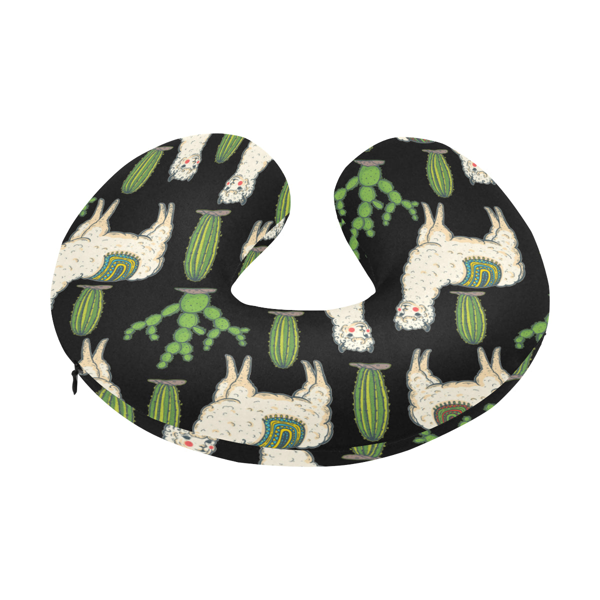 Llama Cactus Pattern Print Design 011 U-Shaped Travel Neck Pillow