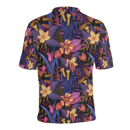Lily Pattern Print Design LY016 Men Polo Shirt