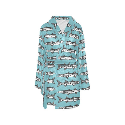 Barracuda Pattern Print Design 03 Women's Fleece Robe