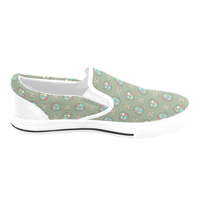Zombie Print Design LKS301 White Slip Ons Canvas Women's Shoes