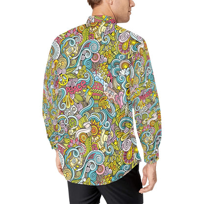 Hippie Print Design LKS301 Men's Long Sleeve Dress Shirt