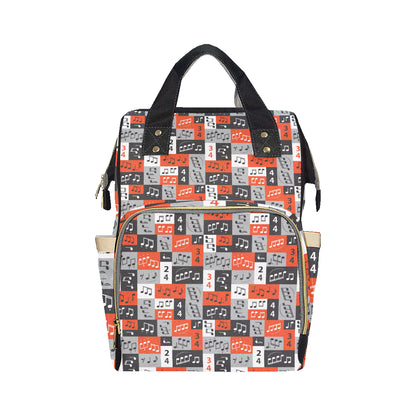 Music Note Design Themed Print Diaper Bag Backpack