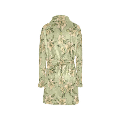 Lily Pattern Print Design LY06 Women's Fleece Robe
