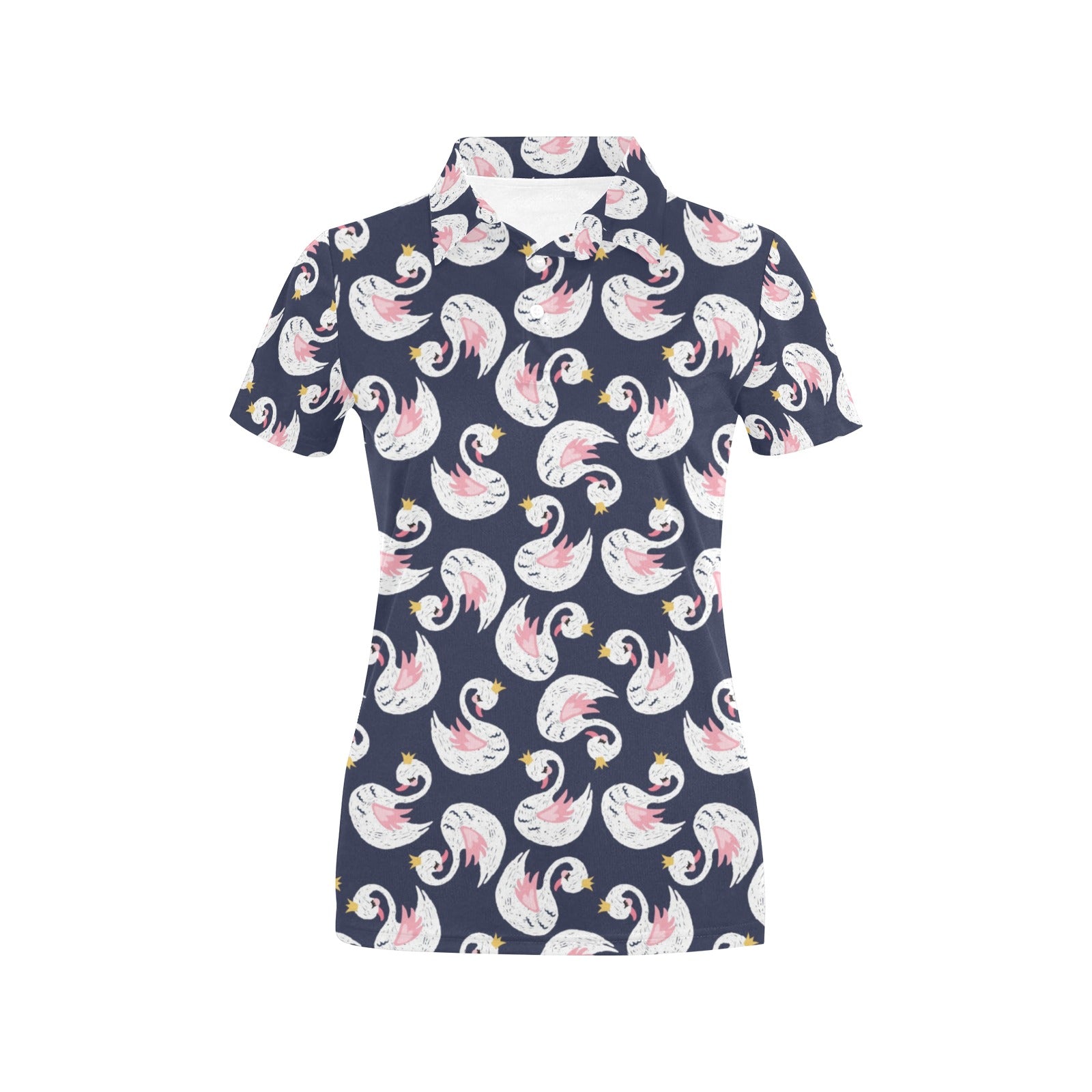 Swan Print Design LKS403 Women's Polo Shirt