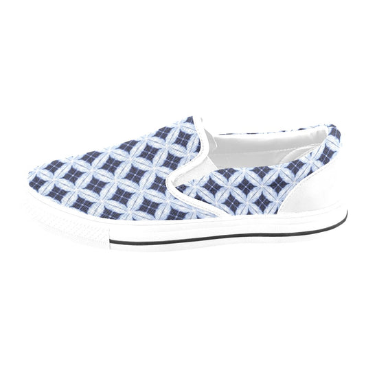 Tie Dye Print Design LKS308 White Slip Ons Canvas Women's Shoes