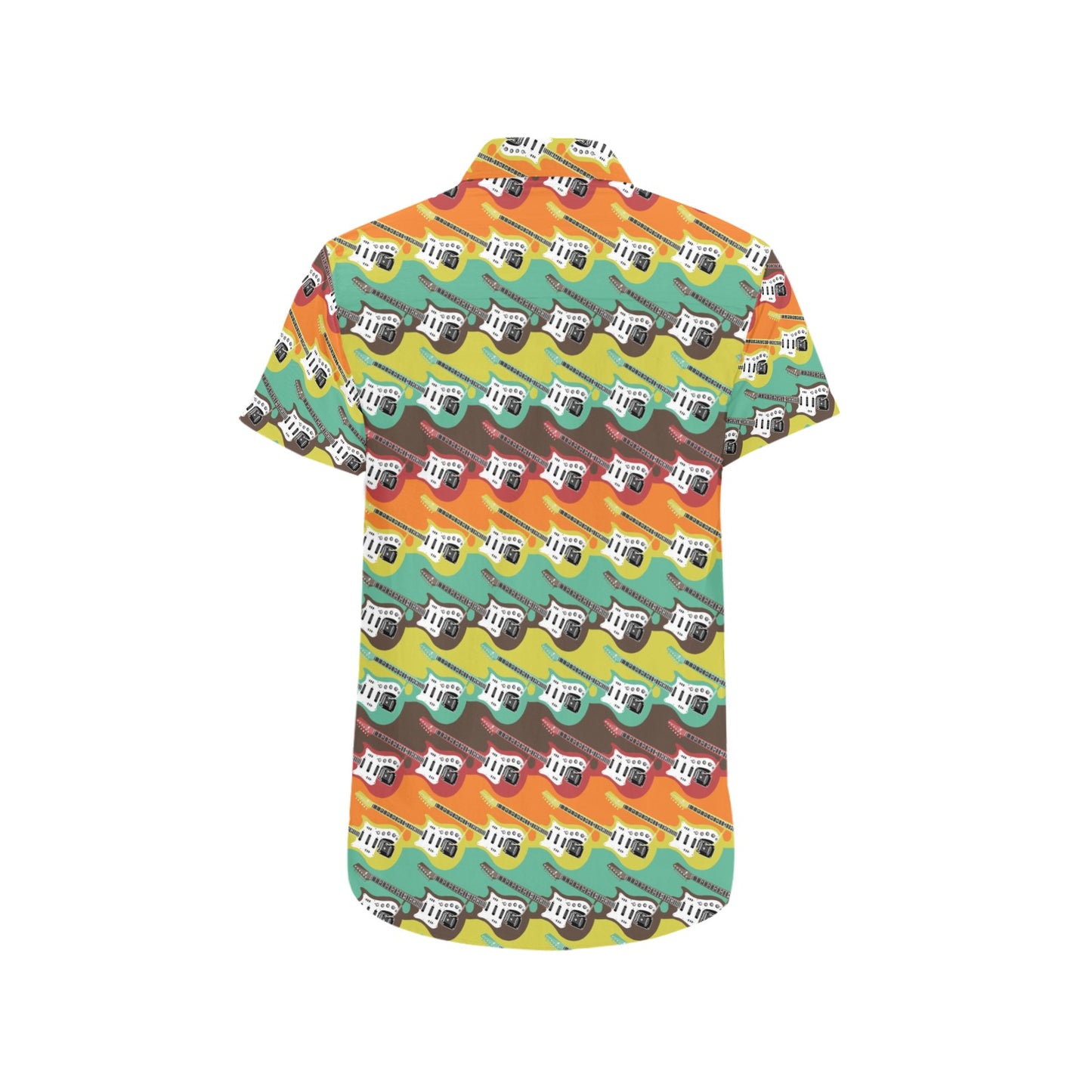 Electric Guitar Print Design LKS401 Men Short Sleeve Button Up Shirt