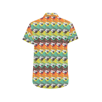 Electric Guitar Print Design LKS401 Men Short Sleeve Button Up Shirt