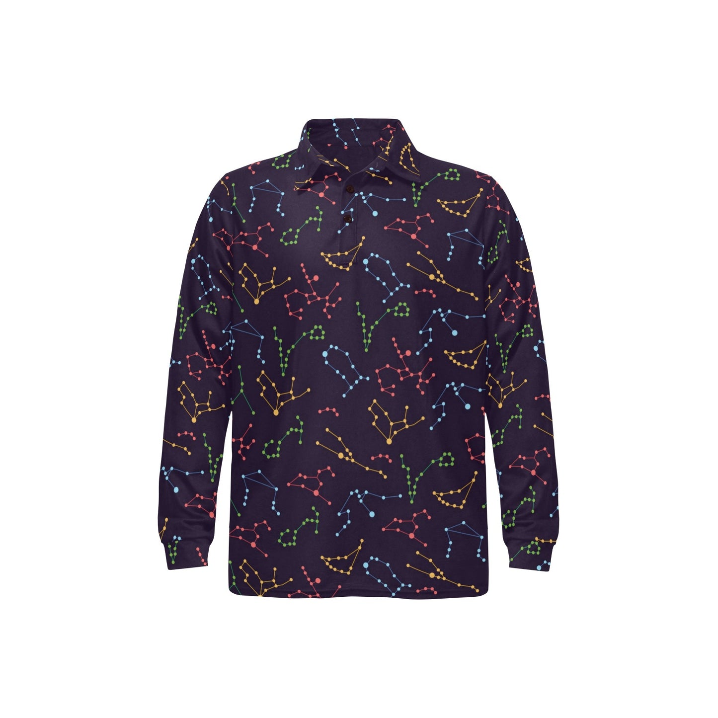 Zodiac Print Design LKS301 Long Sleeve Polo Shirt For Men's