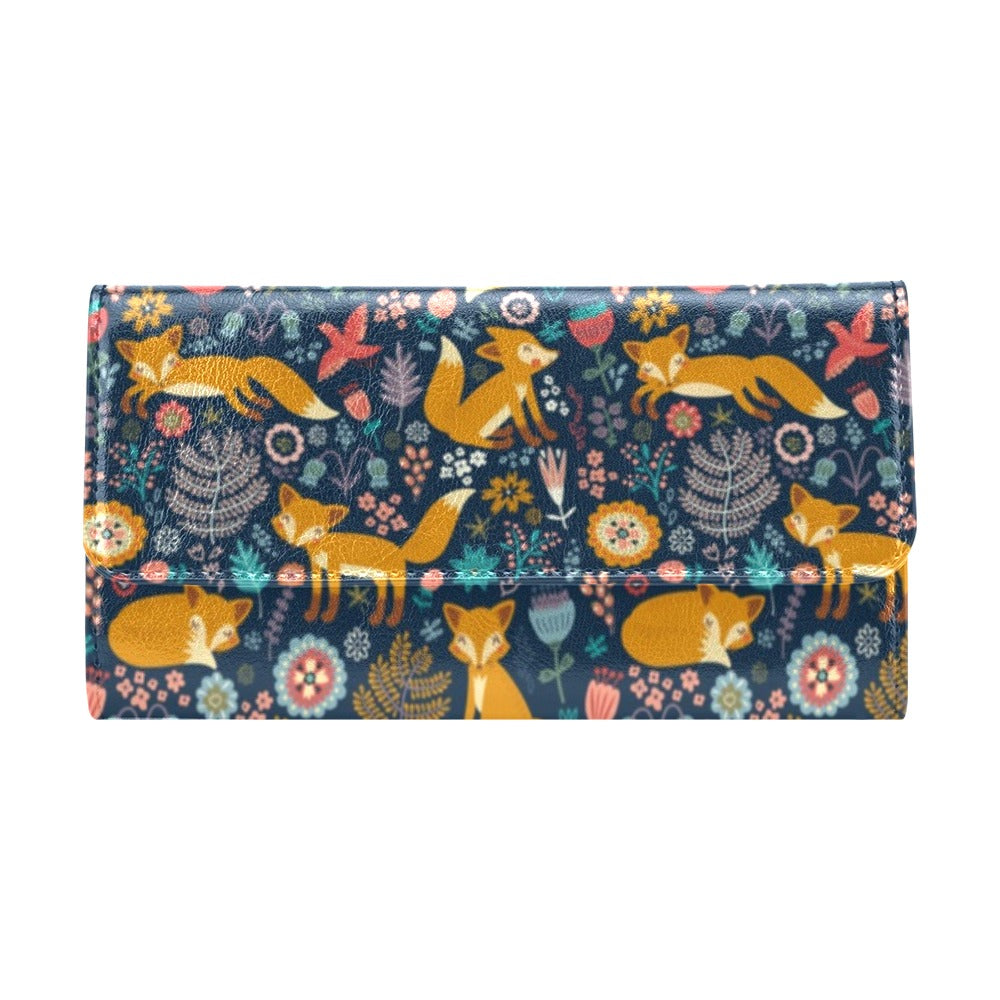Fox Cute Jungle Print Pattern Women's Trifold Wallet